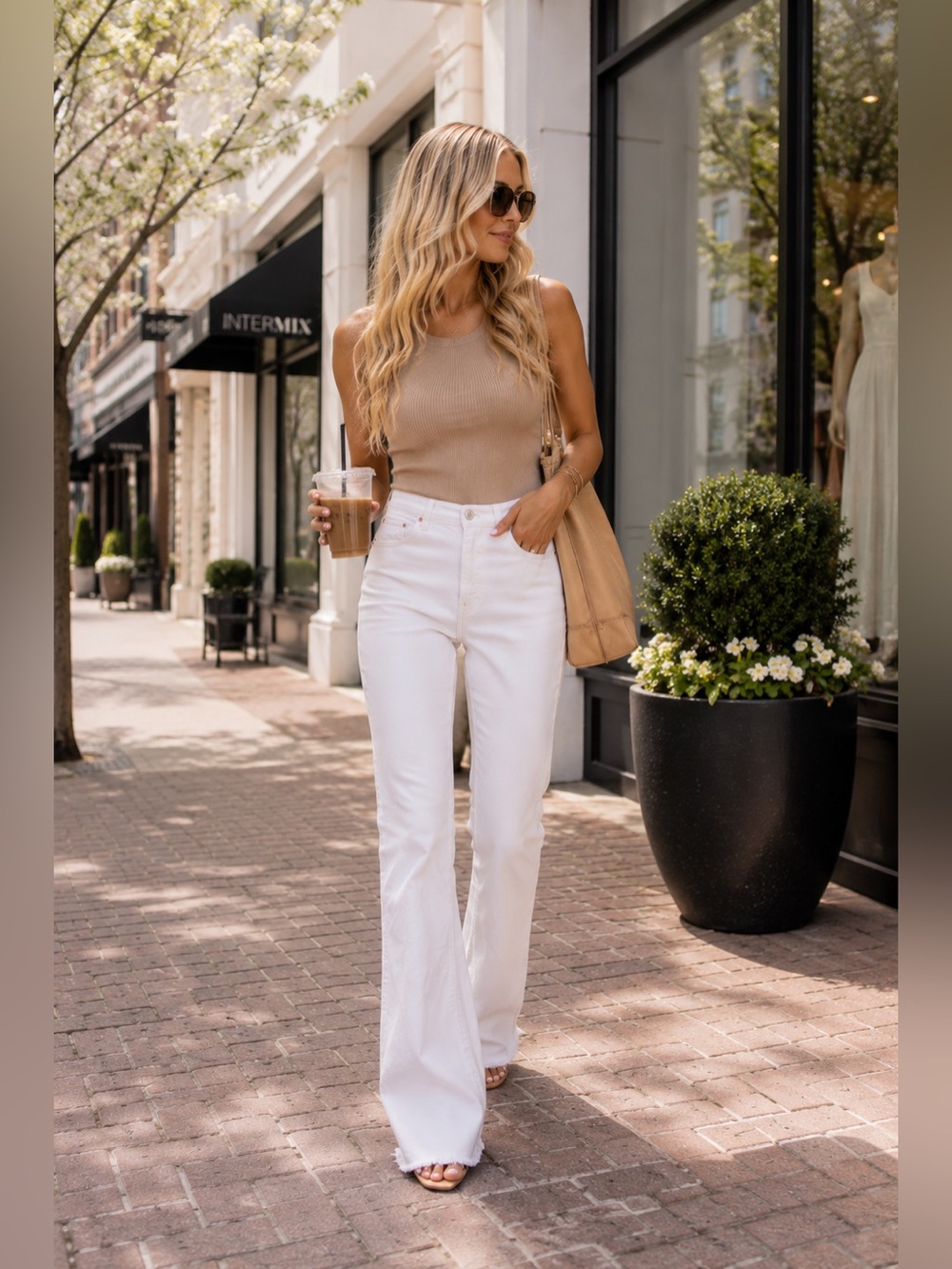 GRLFRND White High-Rise Flare Jeans